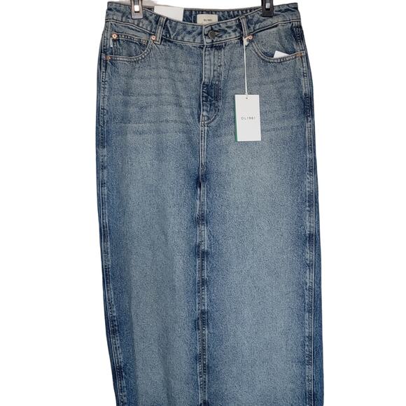 DL 1961 Asra Long Jran Skirt Blue Size 28 with front Slit - Picture 5 of 12